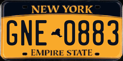 NY license plate GNE0883