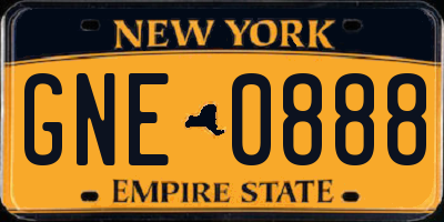 NY license plate GNE0888