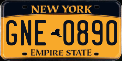 NY license plate GNE0890