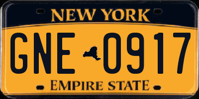 NY license plate GNE0917