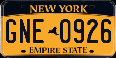 NY license plate GNE0926