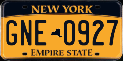 NY license plate GNE0927