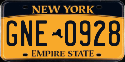 NY license plate GNE0928