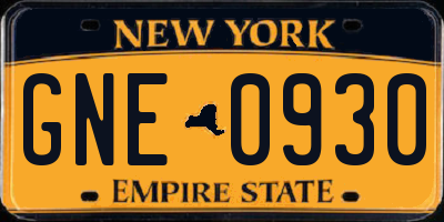 NY license plate GNE0930