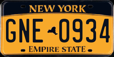 NY license plate GNE0934