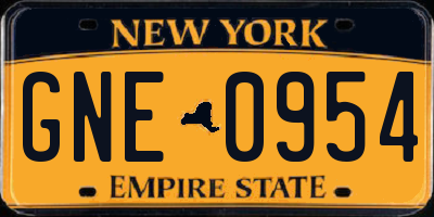 NY license plate GNE0954
