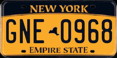 NY license plate GNE0968