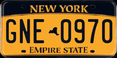 NY license plate GNE0970