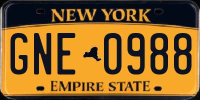 NY license plate GNE0988