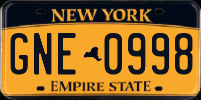 NY license plate GNE0998