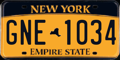 NY license plate GNE1034