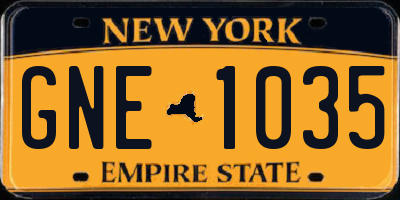 NY license plate GNE1035