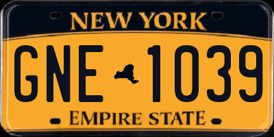 NY license plate GNE1039