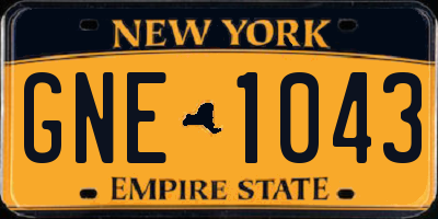 NY license plate GNE1043