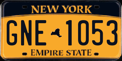 NY license plate GNE1053