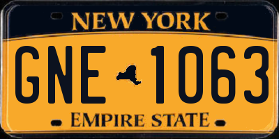 NY license plate GNE1063