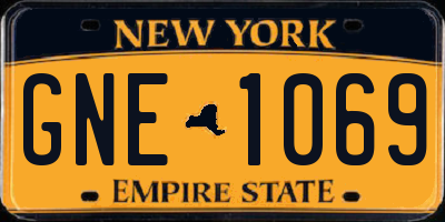 NY license plate GNE1069