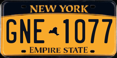 NY license plate GNE1077