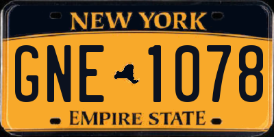 NY license plate GNE1078