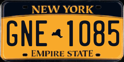 NY license plate GNE1085