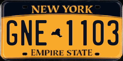 NY license plate GNE1103