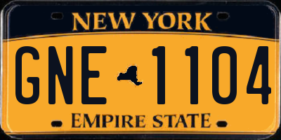 NY license plate GNE1104
