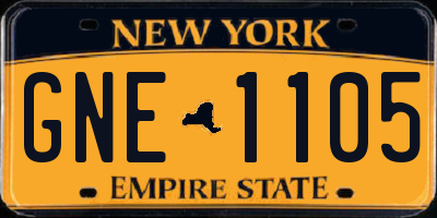 NY license plate GNE1105