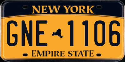 NY license plate GNE1106