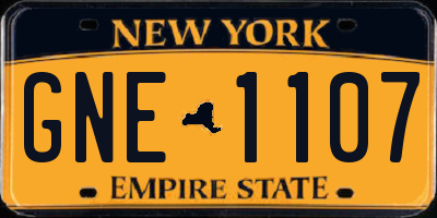 NY license plate GNE1107