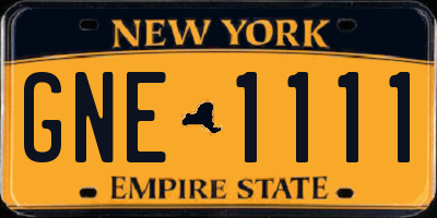 NY license plate GNE1111