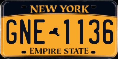 NY license plate GNE1136
