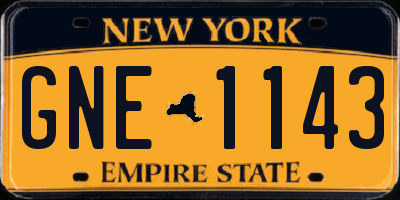 NY license plate GNE1143