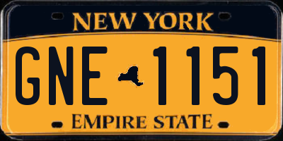 NY license plate GNE1151