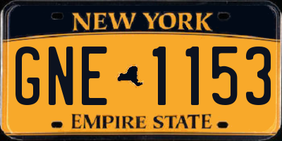 NY license plate GNE1153