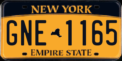 NY license plate GNE1165