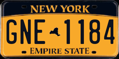 NY license plate GNE1184