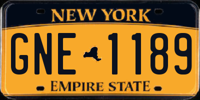 NY license plate GNE1189