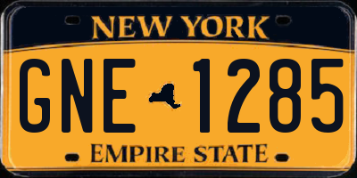 NY license plate GNE1285