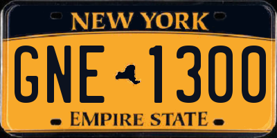 NY license plate GNE1300