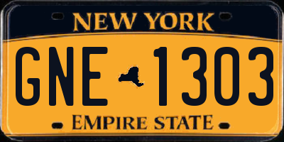 NY license plate GNE1303