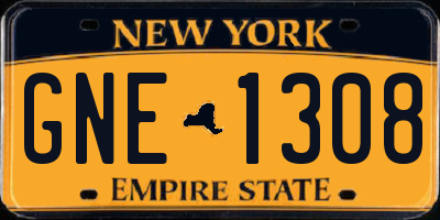 NY license plate GNE1308