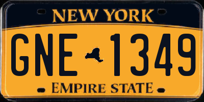 NY license plate GNE1349