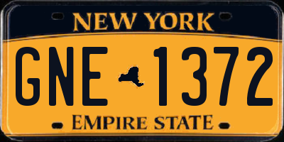 NY license plate GNE1372