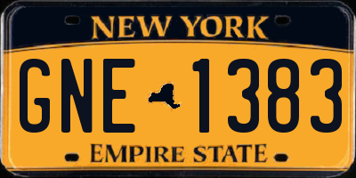 NY license plate GNE1383
