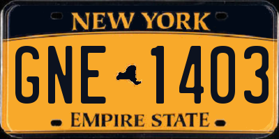 NY license plate GNE1403