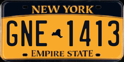 NY license plate GNE1413