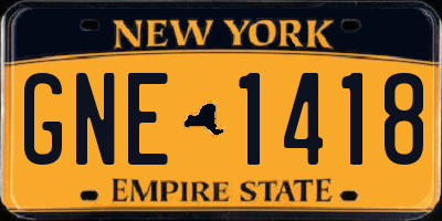 NY license plate GNE1418