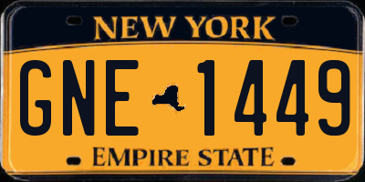 NY license plate GNE1449