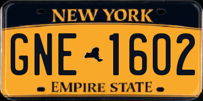 NY license plate GNE1602