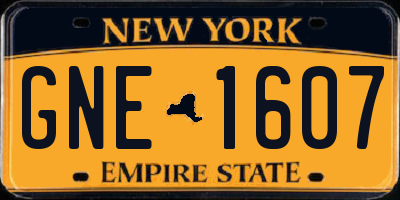 NY license plate GNE1607